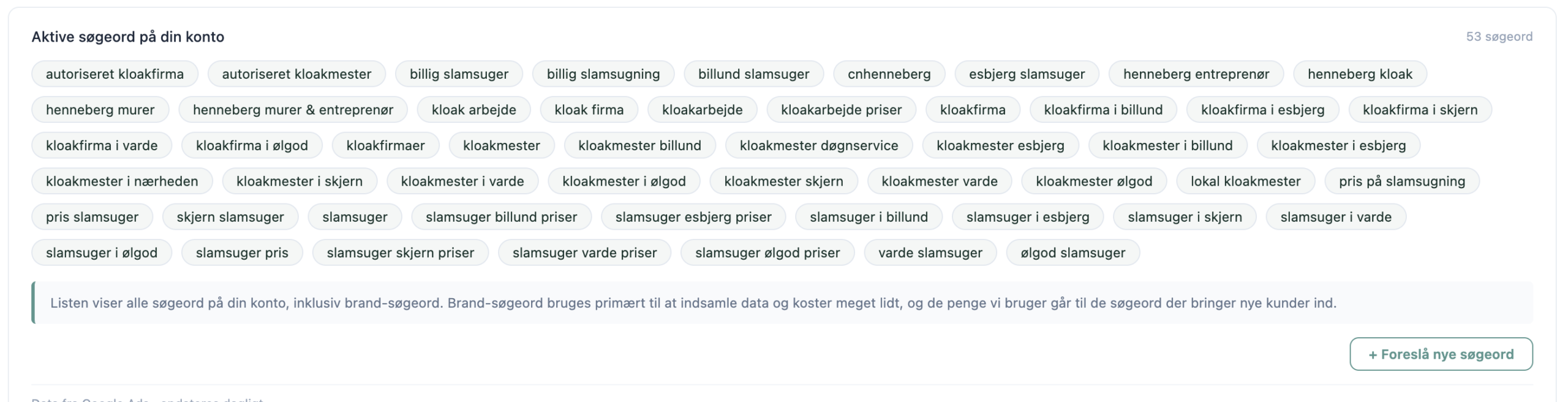 Flere søgeord fra Hennebergs kampagner